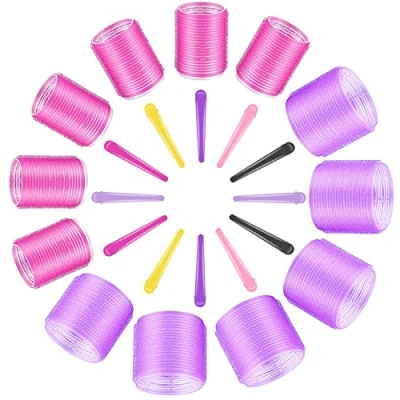 Immagine di XPOOP 1 Set Fermagli Bigodini Autoadesiva con Capelli a Denti D&#039;Anatra, Rulli per Autoaderenti, Lisci in Plastica, Self Grip,