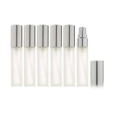 Immagine di Enslz 6 flaconi spray in vetro smerigliato, 10 ml, ricaricabili, per profumo, 2 pipette da 3 ml (argento)