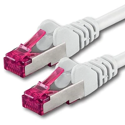 Immagine di 1aTTack.de 5m bianco 1 pezzo Rete Cavi Cat6a S FTP CAT 6a doppia schermatura certificato GHMT PIMF 500MHz / 7 CU rame non contiene alogeni compatibile con CAT5e CAT6 CAT7 CAT8 10000 Mbit/s