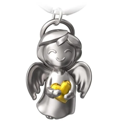 Immagine di FABACH portachiavi con angelo custode Shiny cuore portafortuna amore regalo come idea per fidanzata, gold, 1, Moderno