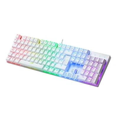 Immagine di Mars Gaming MK422 Bianco, Tastiera Meccanica RGB, Antighosting, Switch Meccanico Blu, Lingua Francese