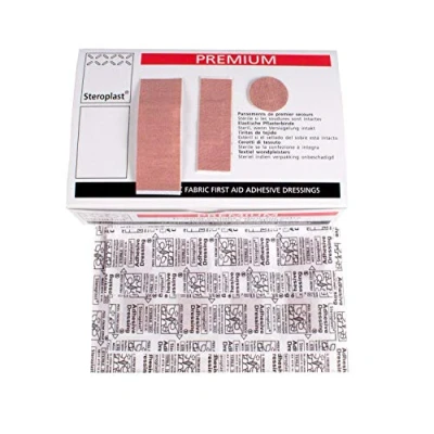 Immagine di Steroplast 6059F Premium Cerotti in tessuto elastico, assortimento cartone, 5 misure, 100 pezzi