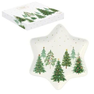 Immagine di Easy Life Piatto a forma di stella, D22,5 cm, in porcellano, scatola regalo per feste