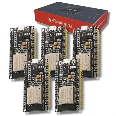Immagine di AZDelivery 5 x Scheda di sviluppo ESP32 NodeMCU WiFi con CP2102 (modello successivo a ESP8266) compatibile Arduino incluso un E Book!