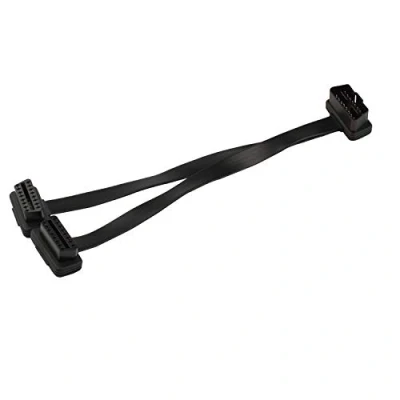 Immagine di Futheda OBD II OBD2 16 Pin Splitter Y cavo di prolunga 1 maschio a 2 femmina auto Diagnostico Extender adattatore Full Passare attraverso piatto Noodle 30 cm