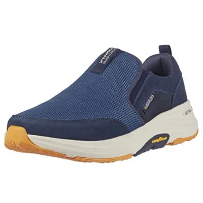 Immagine di Skechers Go Walk Scarpe da trekking uomo in Air Cooled Memory Foam, slip on, blu navy/giallo., 43 EU