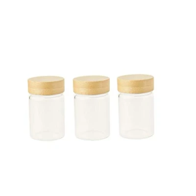 Immagine di Pebbly NPKV 030 Set di 3 barattoli in Vetro Coperchio a Vite bambù, borosilicato Alluminio PE, 75 ml Ø 4,7x7,5 cm