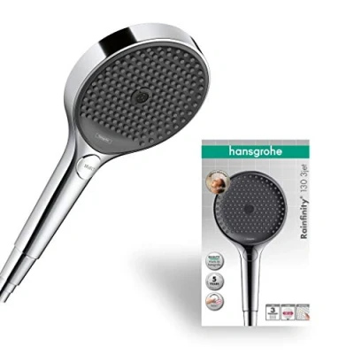 Immagine di hansgrohe Rainfinity Doccetta per doccia, Doccino con 3 getti, Soffione doccia rotondo (⌀ 130 mm) funzione anticalcare, cromo, 26864000