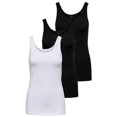 Immagine di ONLY Onllive Love Canotta da Donna Noos, Bianco/Nero (1 x Bianco/2 Nero), L