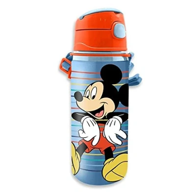 Immagine di Micky &amp; Minnie Trinkflasche Alu 600ml, Maus Alluminio, 600 ml, Topolino e Minnie, con Sistema Push Pull Tappo di Chiusura, KL85947, per Bambini Licensing, Multicolore, One Size