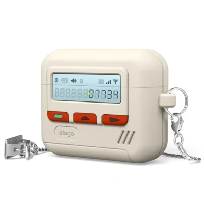 Immagine di elago Pager Custodia Compatibile con la AirPods di 4 4, Moschettone Incluso, Resistente agli Urti, Protezione Completa (Bianco Classico)
