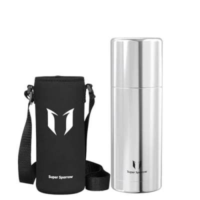Immagine di Super Sparrow Borraccia Termica 750ml Bottiglia in Acciaio Inox Borracce Senza BPA Mantiene Calde 12 Ore o Fredde per 24 A Prova di Perdite Tappo Funge Anche da Tazza