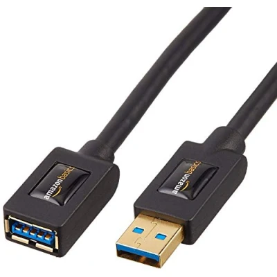 Immagine di Amazon Basics Cavo prolunga 3.0 USB A maschio/USB femmina, 1 m, Confezione da 2, Nero