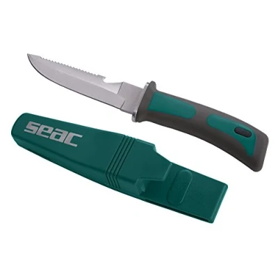 Immagine di SEAC Bat, Coltello Subacqueo per Immersioni con Impugnatura di Sicurezza, Acciaio Inox, Verde, 11.5 cm
