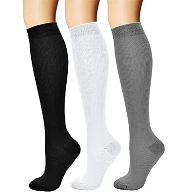 Immagine di 3 coppie calze a compressione per uomo e donna, graduata 15 20 mmHg crossfit, maternità, atletica, da viaggio, infermieri aumenta la resistenza, pratica recupero