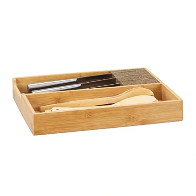 Immagine di Relaxdays 10022169_59 Ceppo Porta coltelli in Bambù Portaposate da Cassetto Organizer Cassetti HLP: 6,5x38x30 cm Colore Naturale