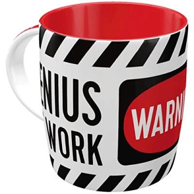 Immagine di Nostalgic Art Tazza da caffè retrò Achtung Genius at Work Idea Regalo per Giocatori, Ceramica, Divertente Design Vintage con Detto, 1 unità (Confezione 1)
