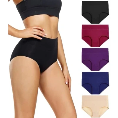 Immagine di wirarpa Mutande Donna Culotte Vita Alta Slip Cotone Mutantina Elastiche Pantaloncini Post Parto Pacco da 5 Taglia L