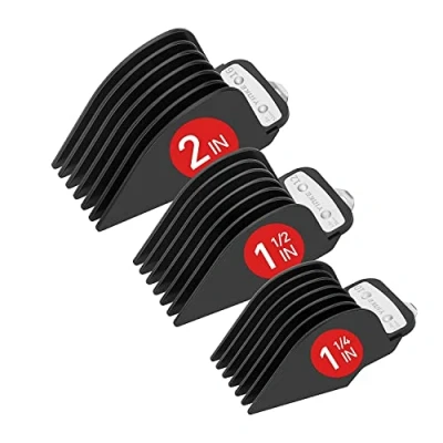 Immagine di Yinke Tagliacapelli Guide per taglio Wahl con clip in metallo di lunghezze: 3.2 cm/1/32mm e 1.5 in,38mm 2 in, Premium Large Trimmer Pettini la maggior parte dei tagliacoltelli (3 pz, nero)