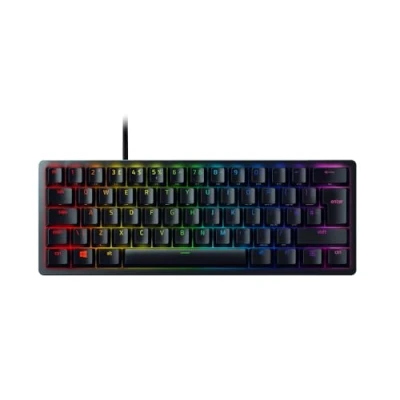 Immagine di Razer Huntsman Mini (interruttore rosso) Tastiera da gioco compatta al 60% (interruttori ottici meccanici lineari, tasti in PBT, cavo USB C staccabile), layout UK, nero