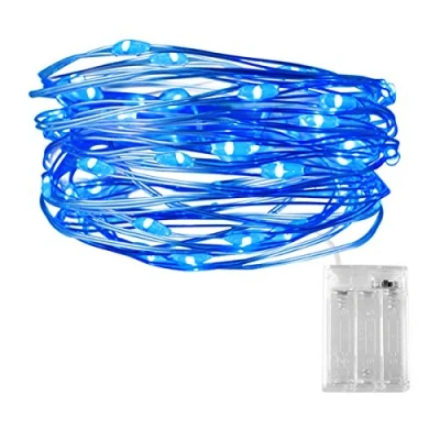 Immagine di Dalugo Luci stringa alimentate a batteria, 30 LED 3M/10FT Micro filo d&#039;argento Firefly Light Decorazione fai da te per camera letto Barattoli parete (blu)