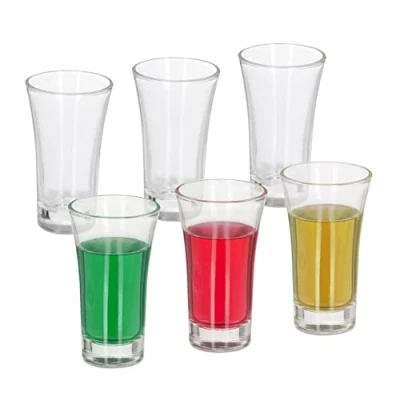 Immagine di Relaxdays Set da 6 Bicchieri, cl, Vetro, Shot, caffè, Base Pesante, Resistenti, Lavabili in Lavastoviglie, Trasparenti, pz