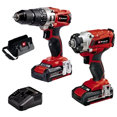 Immagine di Einhell Twinpack Set Utensili, Sistema a Batteria Power X Change, 18 V, 2.0 Ah, Rosso/Nero