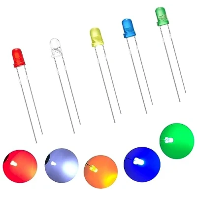 Immagine di 3mm Diodi Led, 250 Pezzi Diodo ad Emissione 3V Led Alta Luminosità, 2pin Diffusione Luminosa Rotondo 5 colori Bianco/Rosso/Giallo/Verde/Blu Kit di Assortimenti