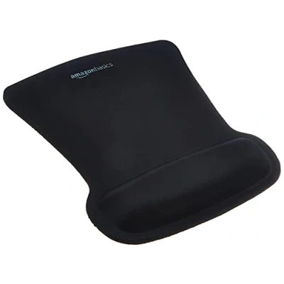Immagine di Amazon Basics Irregolare Tappetino per mouse in gel con poggiapolsi, Nero