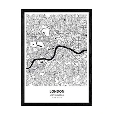 Immagine di Nacnic Poster Mappa di Londra Regno Unito. Fogli Città Mare del Unito e dei fiumi Colore Nero. Formato A3