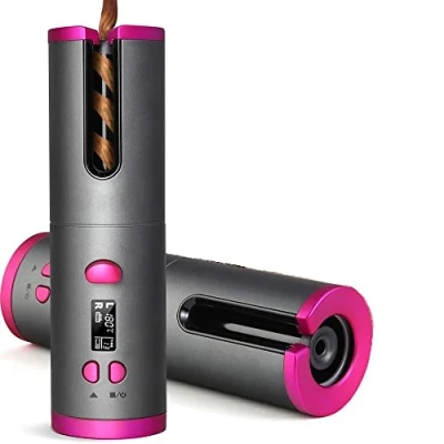 Immagine di EMEBAY Ferro Riccioli Automatico Senza Fili Ricaricabile USB Bigodino Anti Ustione con Timer, Ricci Auto Rotante Portatile 6 Temperatura Capelli Lunghi e Corti
