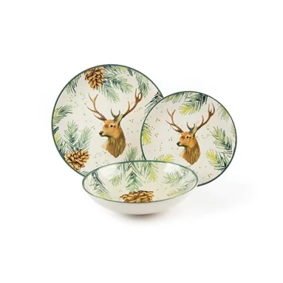 Immagine di Excelsa Nordic Deer Servizio Piatti 12 Pezzi, Ceramica, 4 Persone
