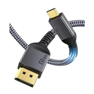 Immagine di Maxonar Cavo da USB C a DisplayPort 8K @ 60Hz 4K / 144Hz 120Hz 5K 2K 240Hz Thunderbolt 3 Tipo DP 1.4 Adattatore per MacBook Pro, Mac mini, Dell XPS 2M