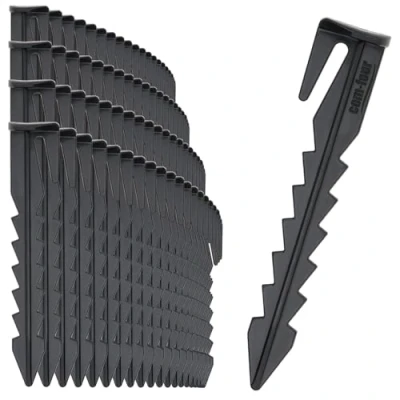 Immagine di com four® 100x Chiodi da Terra per Il Fissaggio dei Cavi del Robot Tosaerba Ancoraggio in plastica con Punte Durevole e Resistente ai Raggi UV (100 Pezzi Neri)