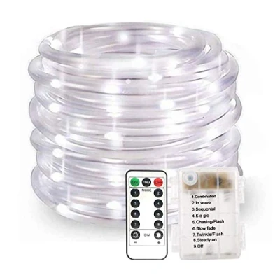 Immagine di 100 LED Stringa Fata Luce,KINGCOO Impermeabile 10M 8 Modalità Luce Della del Rame Striscia Illuminazione Batteria Telecomando Natale Luci Corda Decorative per Matrimonio(Bianca)