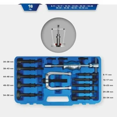 Immagine di Kit estrattore per cuscinetti interni con foro di base, 16 pz Brilliant Tools BT631150