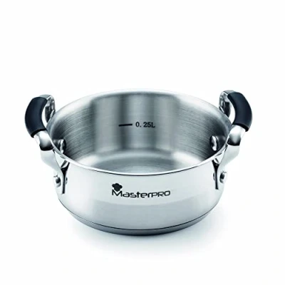 Immagine di MasterPRO Smart Casseruola da cucina 12 cm Triplo strato in acciaio inox e alluminio forgiato Con manici ergonomici Per tutti i tipi di cucine