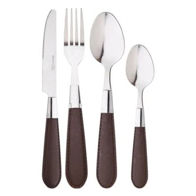 Immagine di RB RENBERG BRINNY BROWN Set di posate in acciaio inossidabile da 24 pezzi Elegante manico marrone Robusto e durevole Design sofisticato Si consiglia lavare a mano