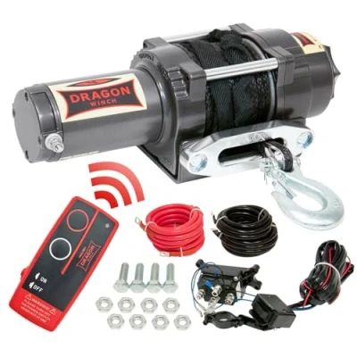 Immagine di DRAGON WINCH verricello Elettrico Highlander 12V 4500 lbs (2041 kg) Cavo in Sintetico 15m per Off road Quad, ATV, UTV I impermeabile, incluso telecomando senza fili + accessori