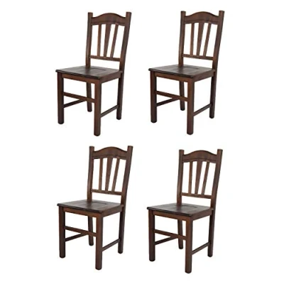Immagine di t m c s Tommychairs Set 4 sedie modello Silvana per cucina bar e sala da pranzo, robusta struttura in legno di faggio color noce scuro seduta