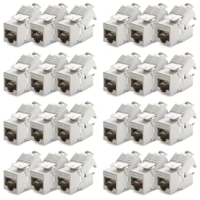 Immagine di deleyCON 24x CAT 7 Modulo Keystone Jack Ideale per CAT7 CAT6 CAT6a Cavi di Posa Connettore Patch Rete Schermatura STP RJ45 1000 MHz 10 Gbit/s Morsetto Taglio (LSA)