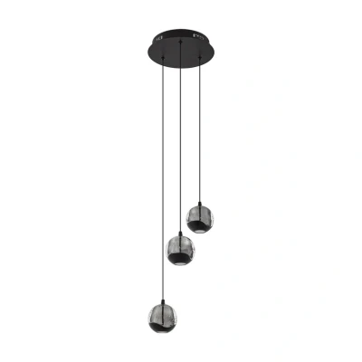 Immagine di Lucande Lampada LED a sospensione Hayley, nero, 3 luci, vetro