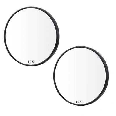 Immagine di specchio ingranditore con ventose ingrandimento 15X 10X ravvicinato per il trucco Rimozione di punti neri e macchie portatile mini rotondo la casa i viaggi,88mm