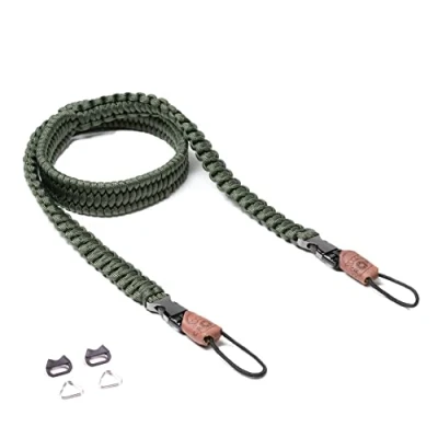 Immagine di C Rope tracolla, cinghia per fotocamera, The Traveler, 100cm lungo, intrecciato a mano, sgancio rapido, Paracord, Verde