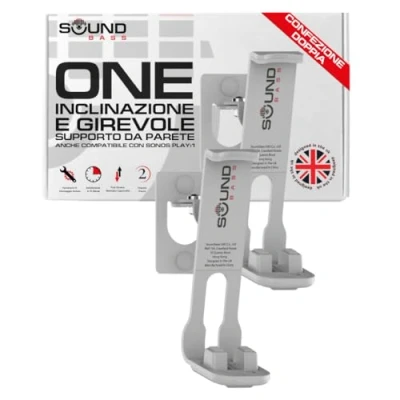 Immagine di 2 x ONE, ONE Gen 2, SL, Play:1 Supporto per montaggio a parete Twin Pack Bianco Compatibile con Sonos ONESL &amp; Play:1, Progettato nel Regno Unito