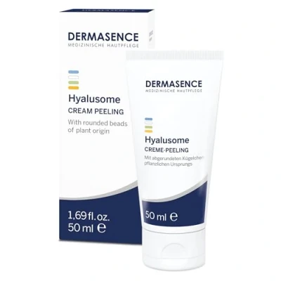 Immagine di DERMASENCE Hyalusome Cream peeling 50 ml, Trattamento viso per pulizia profonda, Esfoliante in crema con microsfere, Detergente Pantenolo e Olio di Avocado