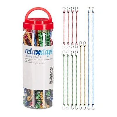 Immagine di Relaxdays Elastici con Ganci, Set 12 Corde per Carico Auto &amp; Bici, Universali, Cavi Portapacchi, 35 cm Fino 1m, Colorati