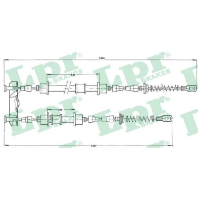 Immagine di LPR C0572B Cavo Freno 1285/720+1395/835 a tamburo OPEL: Astra F Caravan