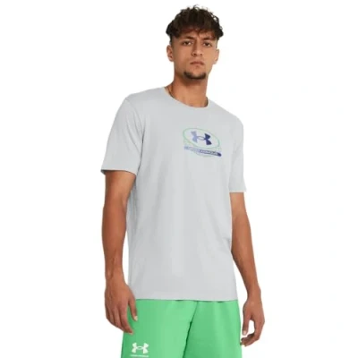 Immagine di Under Armour Global Lockertag Tshirt con stampa, Uomo, Taglia: Medium, Mod gray medium heather/celeste