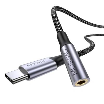 Immagine di MOSWAG adattatore jack per cuffie USB C a 3.5mm, audio cavo Dongle Aux Samsung Galaxy S22 S21 S20 Pixel 8/7a/ 7/6 Pro/iPhone 15/15 Pro Max /15 Plus